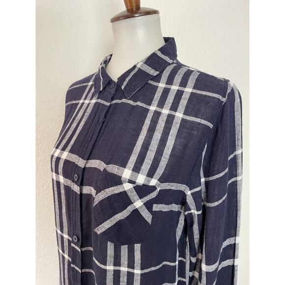 Rails Top Shirt Plaid Button Down Linen Blend Charli - Picture 3 of 12
